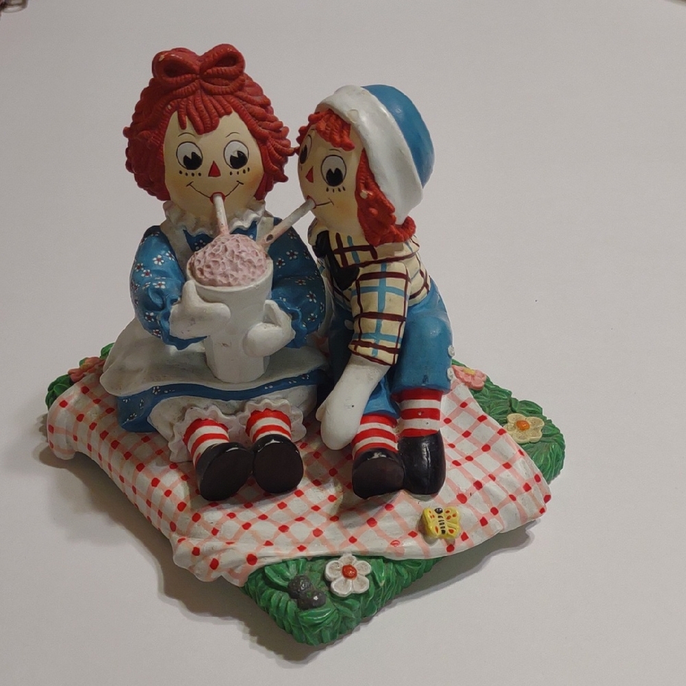 Danbury Mint Raggedy Ann and Andy Figurine - Red, Blue, White